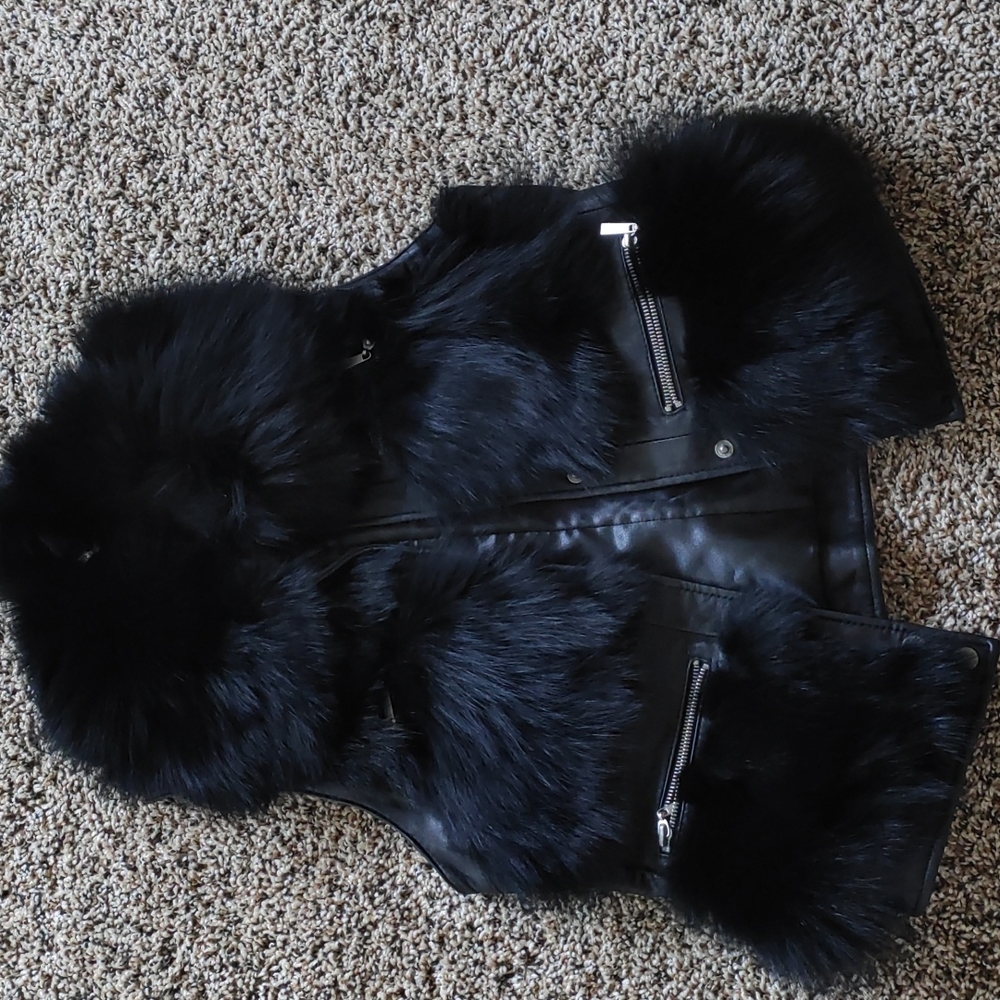 Balck real fur vest